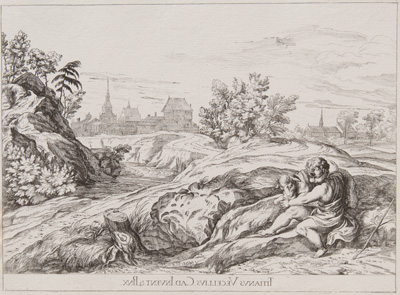 Titian etching from 1682 St John the Baptist as a Child with the Lamb